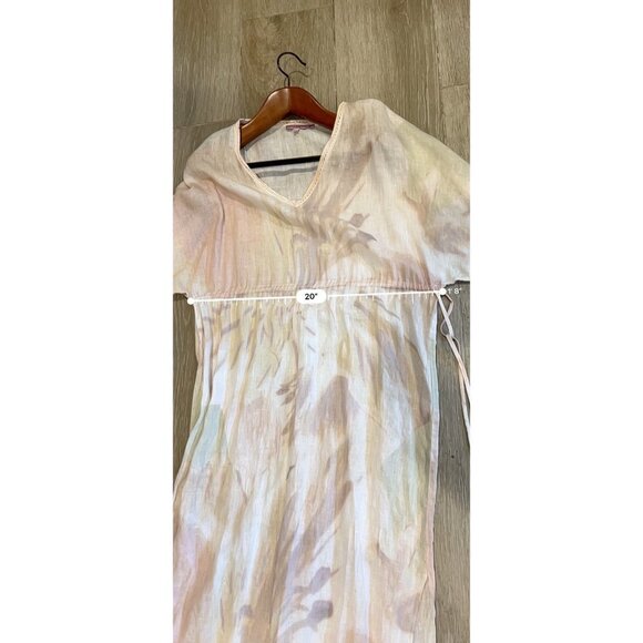 Calypso St Barth Marbled Tie Dye Linen Maxi Kimono Cover Up Dress Side Slit Size - Picture 10 of 12